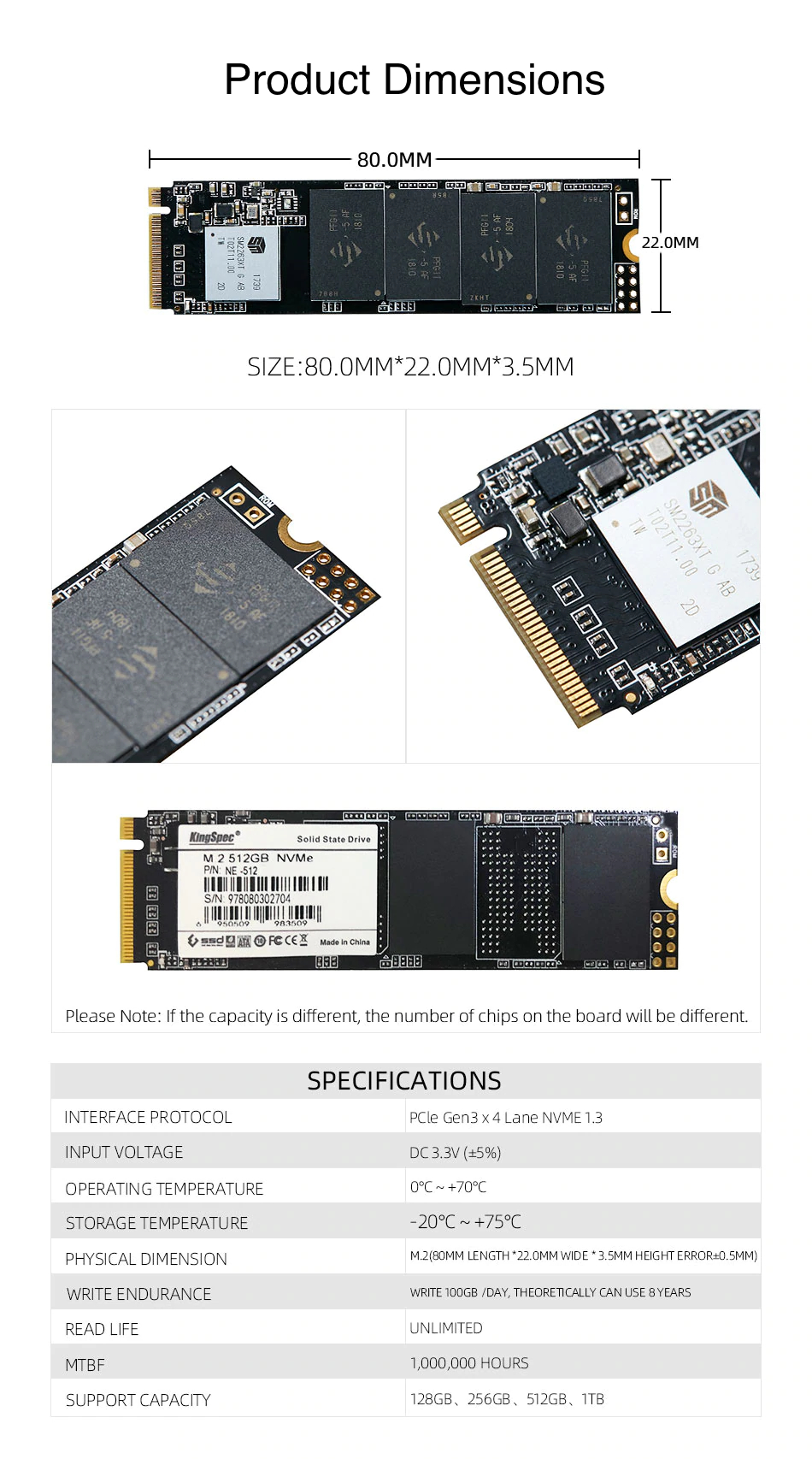 KingSpec M.2 SSD NVMe 128GB/256GB/512GB/1TB 128GB