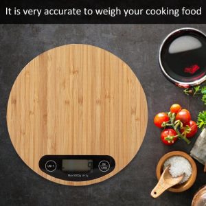 New Bamboo Style LED Electronic Kitchen Scale – Up to 5Kg