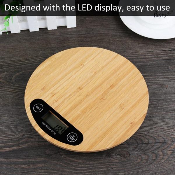 New Bamboo Style LED Electronic Kitchen Scale - Up to 5Kg 1