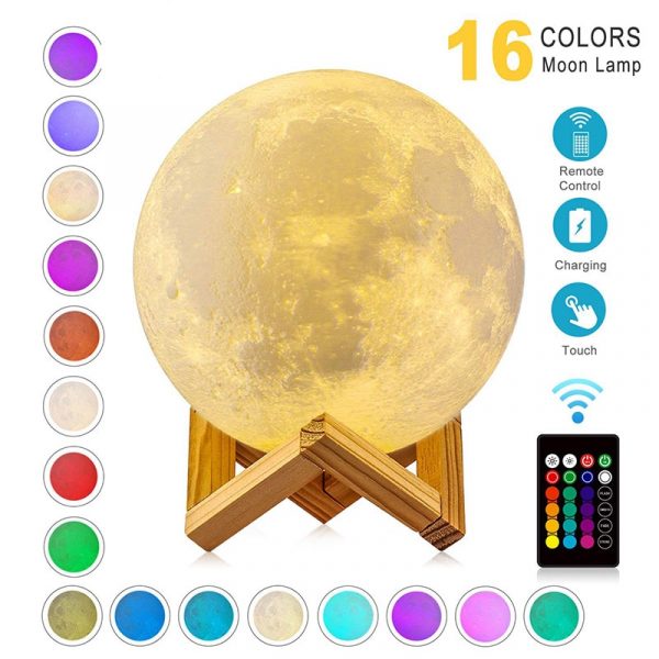 2/16 Colour 3D Galaxy Moon Night Light With Remote Control 1