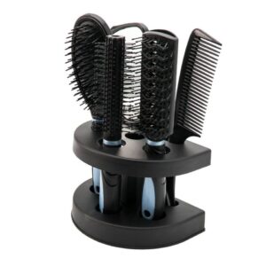 5 Piece Salon Quality Hair Brush Set With Holder