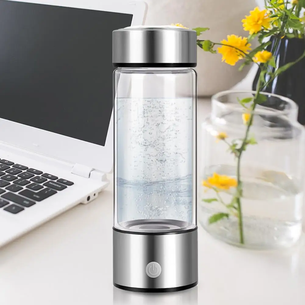 Hydrogen Water Bottle, Portable Electrolytic Water Glass, Hydrogen Water Ioniser, Hydrogen Rich Water Glass Healthy Cup for Home Office Travelling