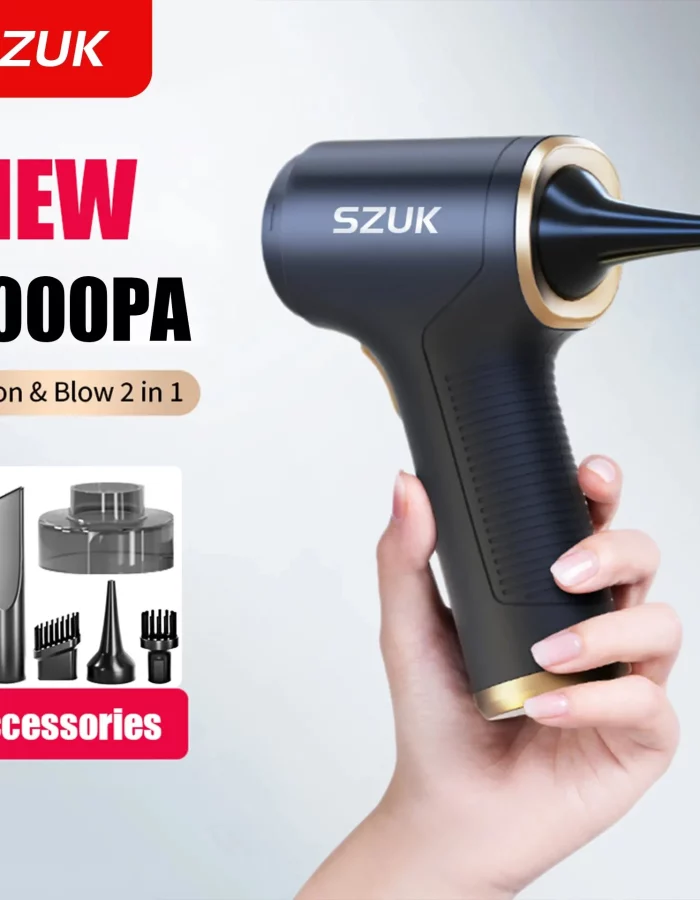 SZUK 18000PA Car Vacuum Cleaner Powerful 3 in 1 Brushless Motor Handheld Cordless Rechargeable Portable Mini Car Vacuum Cleaner with Multi-nozzles and Floor Brush for Car Home Pet Hair Cleaning